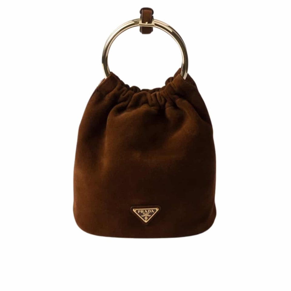 Prada Suede Mini Bag Cocoa Brown 19Cm view 2