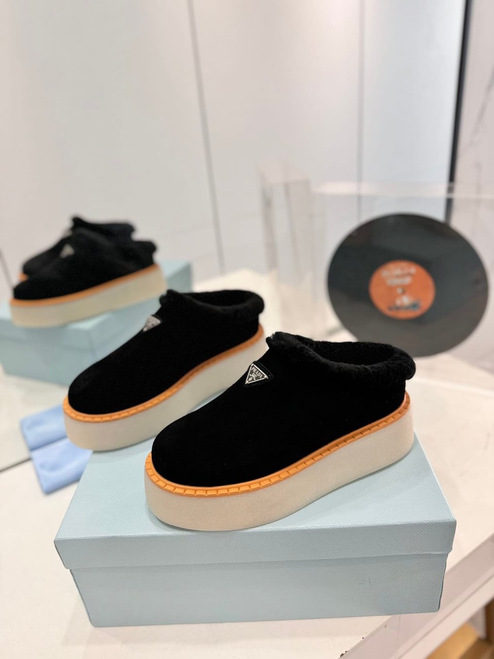 Prada Suede Mules Black view 4