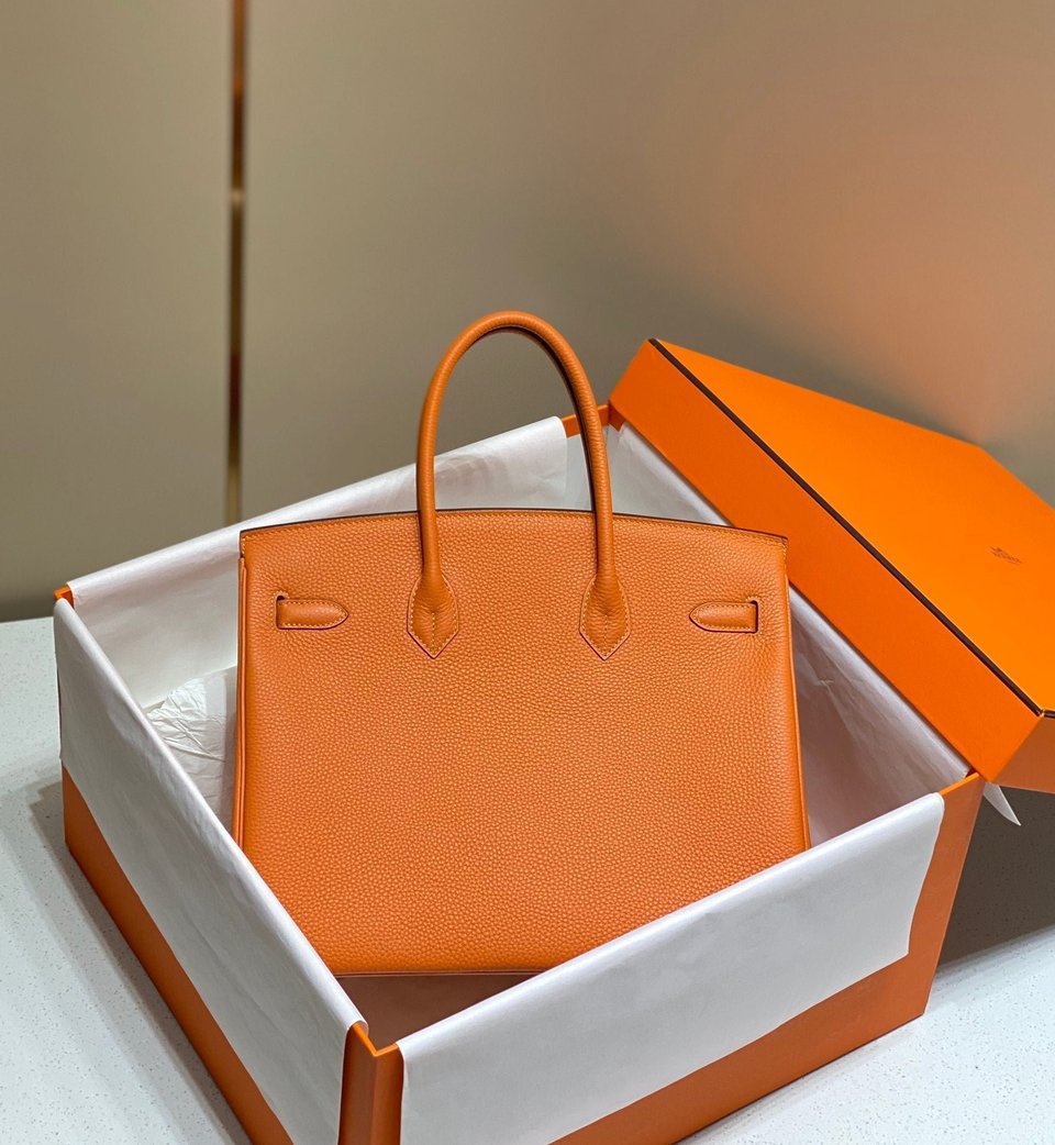 Hermes Birkin 35Cm Orange Togo Leather Gold Hardware view 4