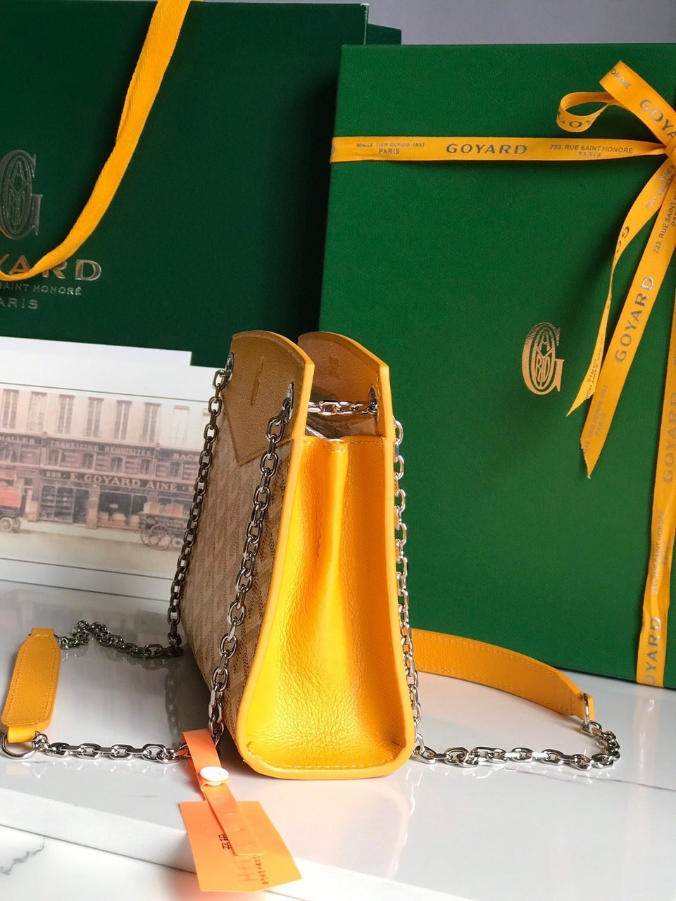 Goyard Rouette Structuré Mini Bag 21 Cm Yellow Goyardine Canvas And Calfskin view 5
