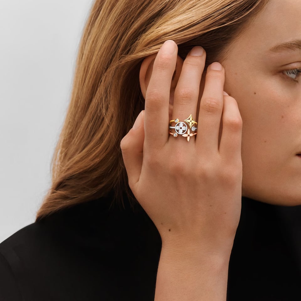 Louis Vuitton Rings Idylle Blossom Paved Ring, 3 Golds And Diamonds view 5