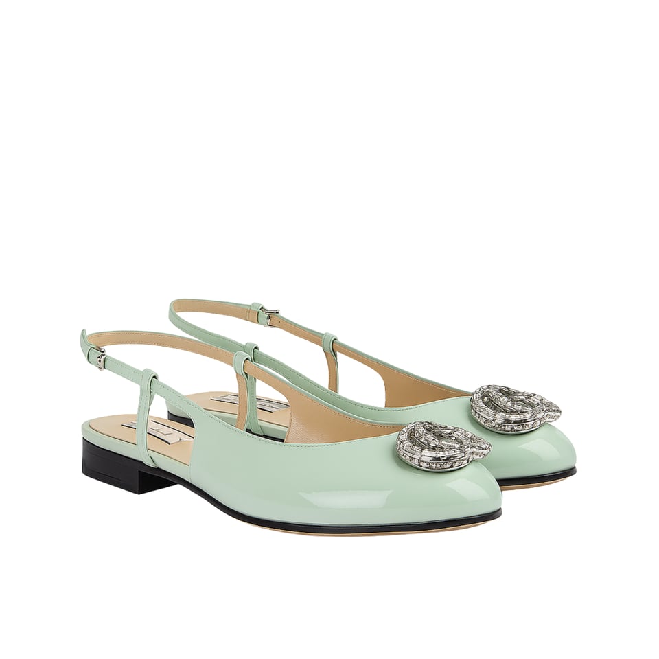 Gucci Women’S Ballerina With Double G Pale Green 762765 Bnc00 3401