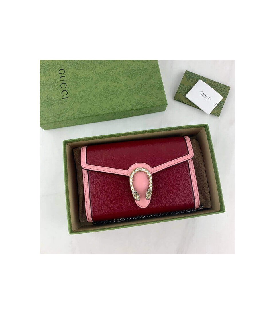 Gucci Dionysus Mini Chain Bag in Red and Pink Leather 20cm view 12