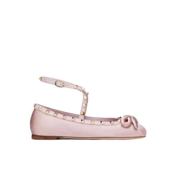 Valentino Garavani Rockstud Satin Ballerina Water Lilac 3W2S0Hb6Swh 6E0 view 2
