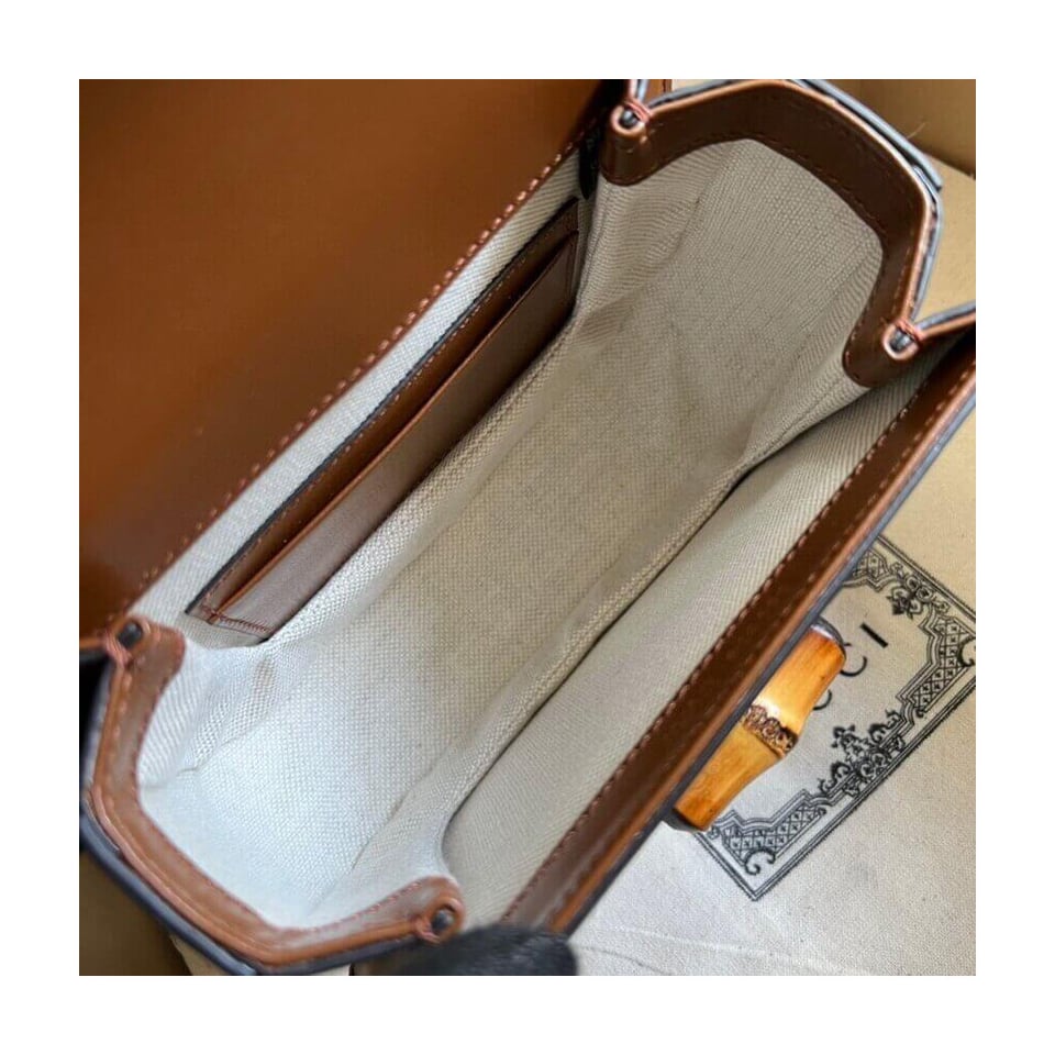 Gucci Mini Top Handle Bag with Bamboo Cuir view 9