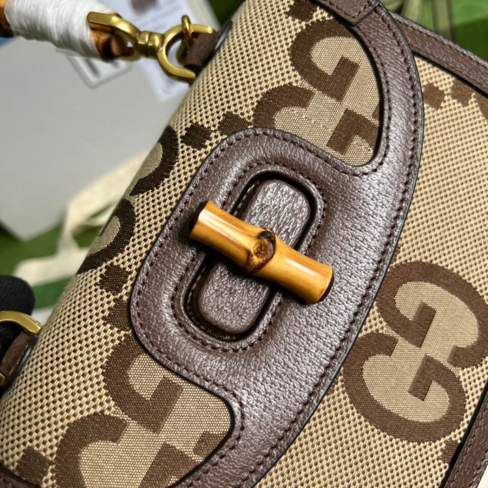 Gucci Bamboo 1947 Jumbo GG Small Top Handle Bag view 13
