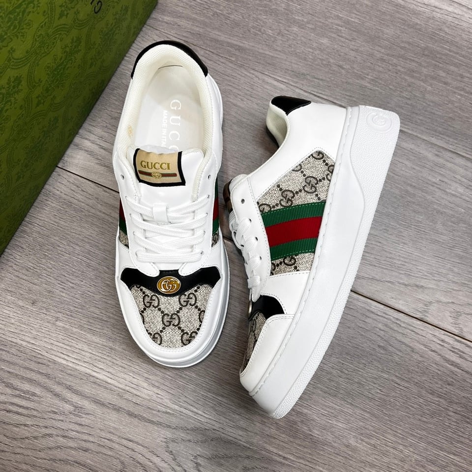 Gucci Screener Sneaker Gg Canvas With Web White view 7