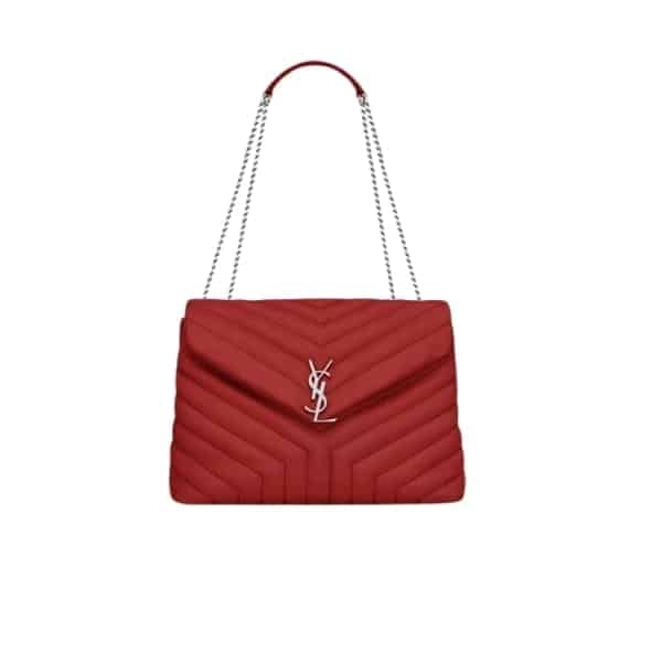 Saint Laurent Loulou Small Chain Bag In Quilted “Y” Leather Wine Red view 2