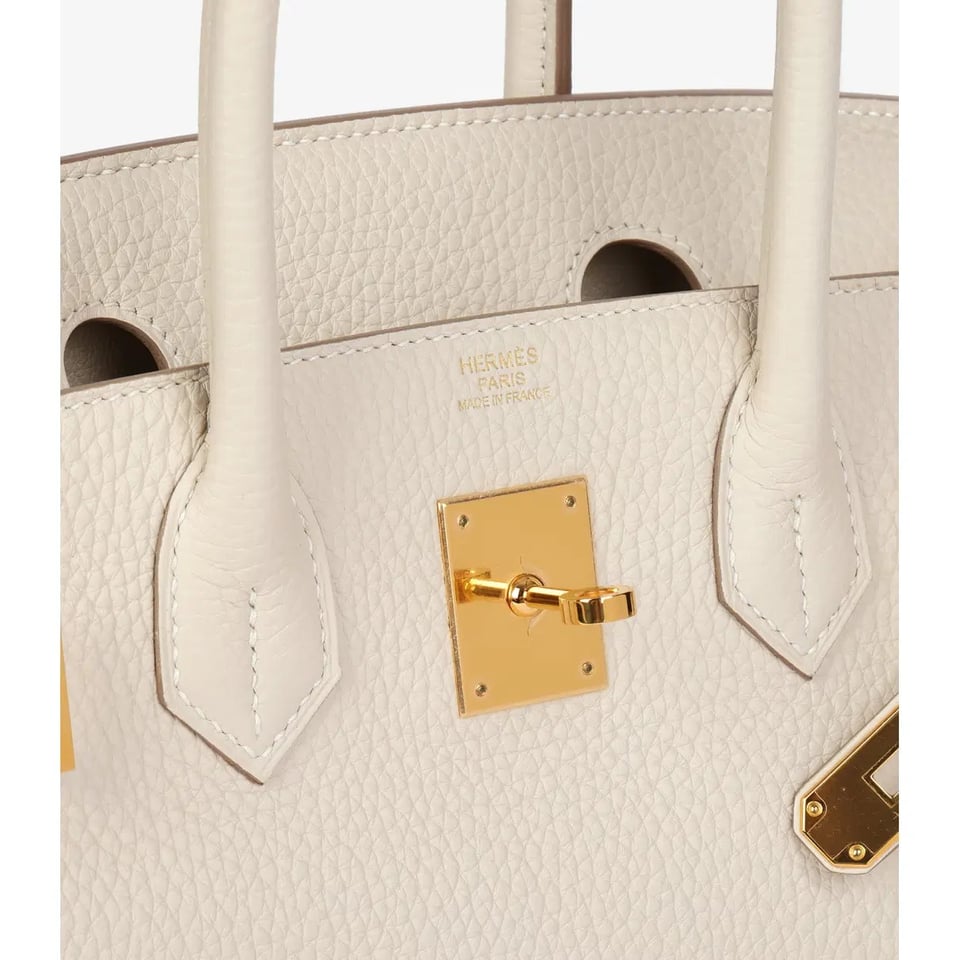 Hermes Birkin 25Cm White Togo Leather Gold Hardware 237490 view 5