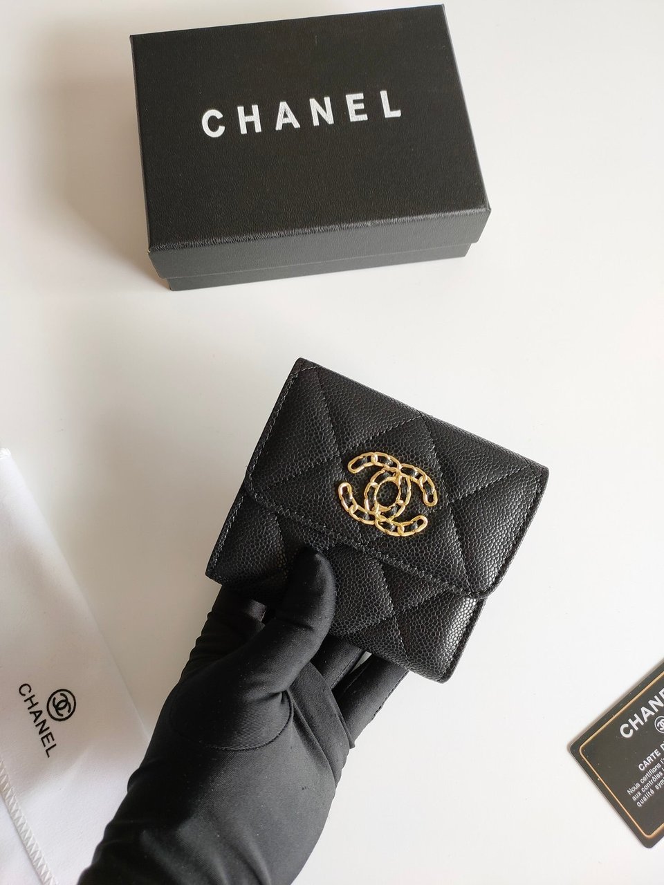 Chanel Square Purse 12 Black Grained Calfskin Gold Icon view 3
