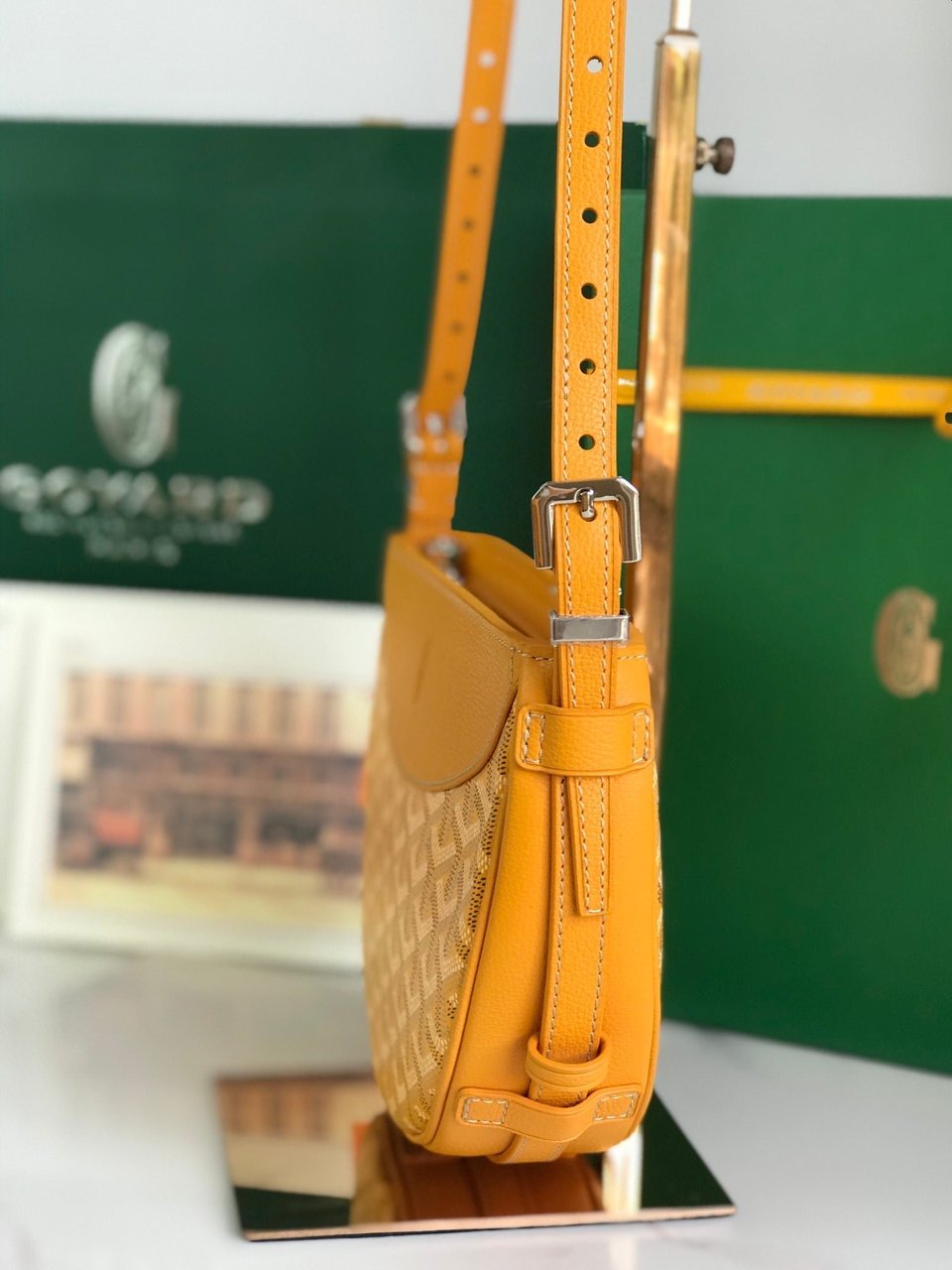 Goyard Hirondelle Bag 25 Cm Yellow Lambskin And Goyardine Canvas view 8