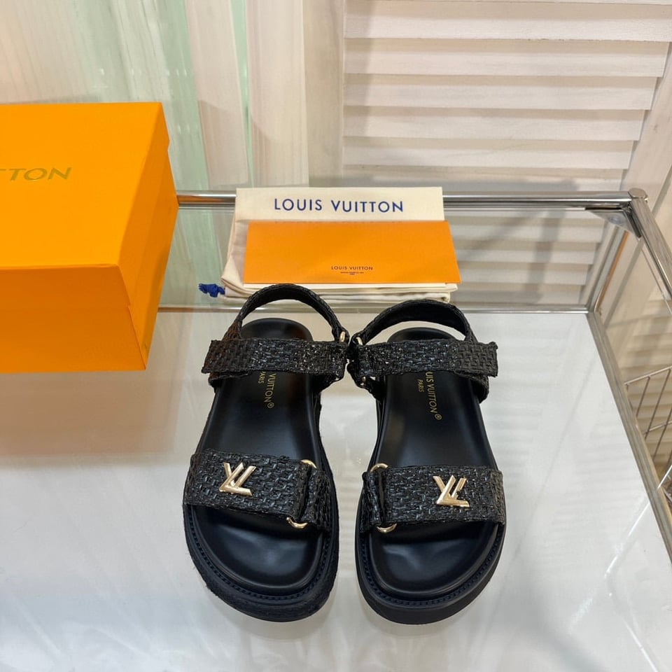 Louis Vuitton Sunset Flat Comfort Sandal Black 1Abhfz view 5