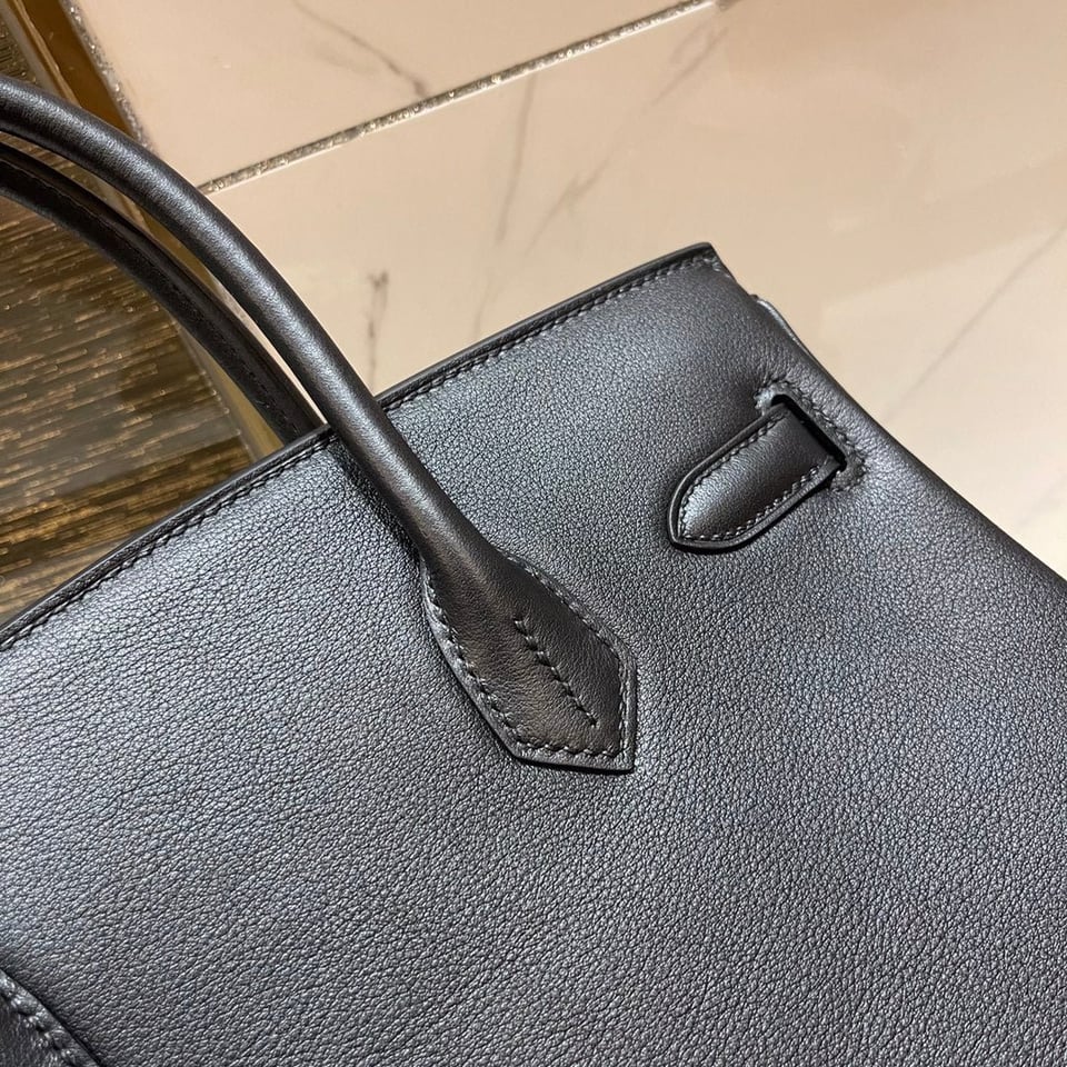 Hermes Birkin 25Cm Black Swift Leather Gold Hardware view 7