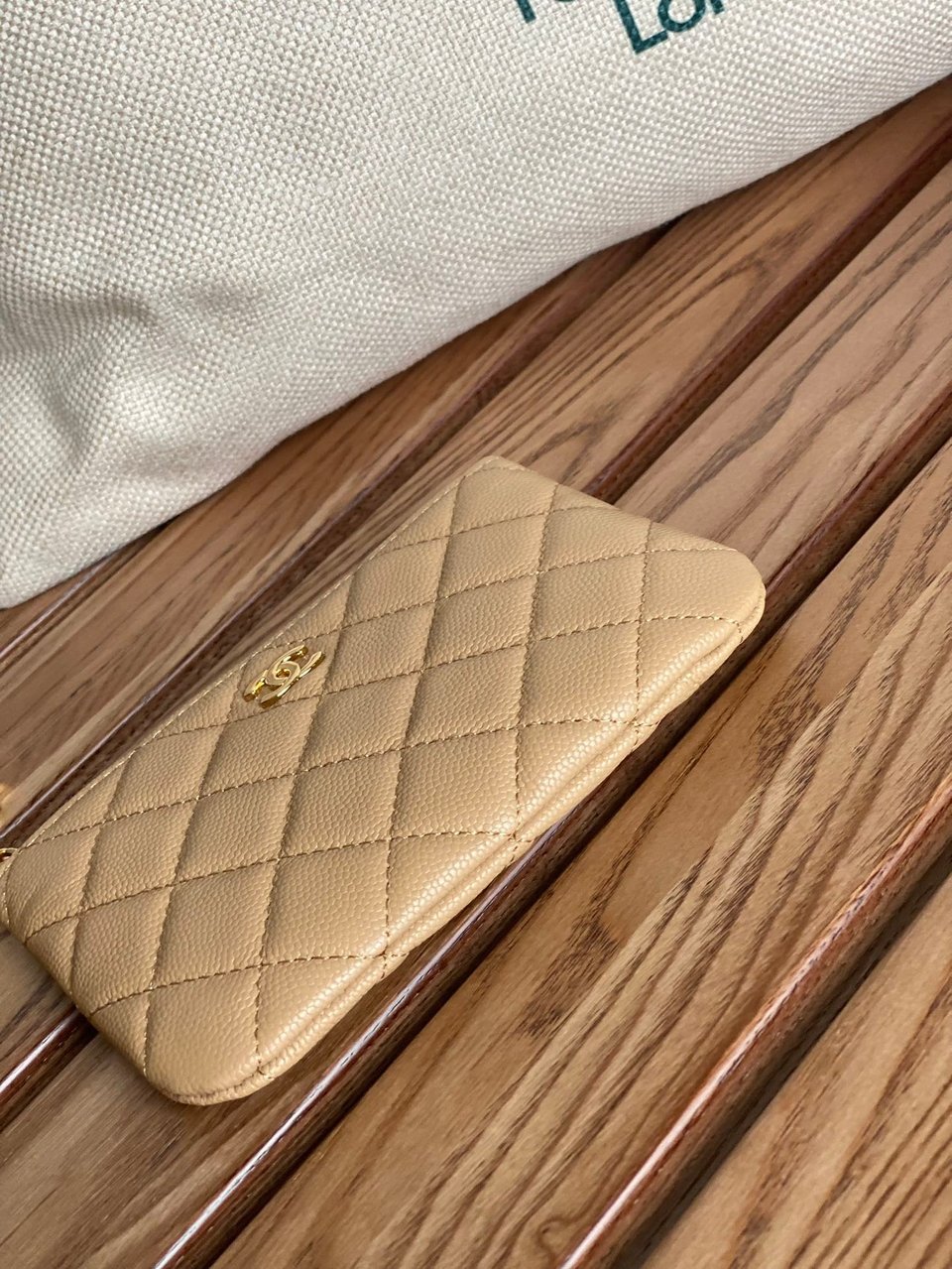 Chanel Zipped Wallet 14Cm Beige Caviar Gold Hardware view 10