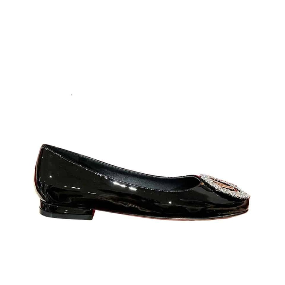 Louis Vuitton Crystal Lv Ballet Flats Black