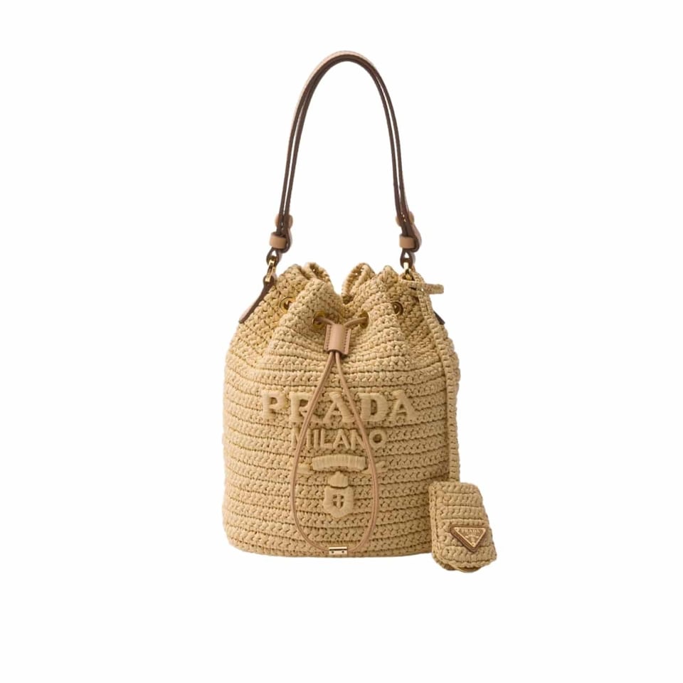 Prada Crochet And Mini Bucket Bag Natural 20Cm view 2