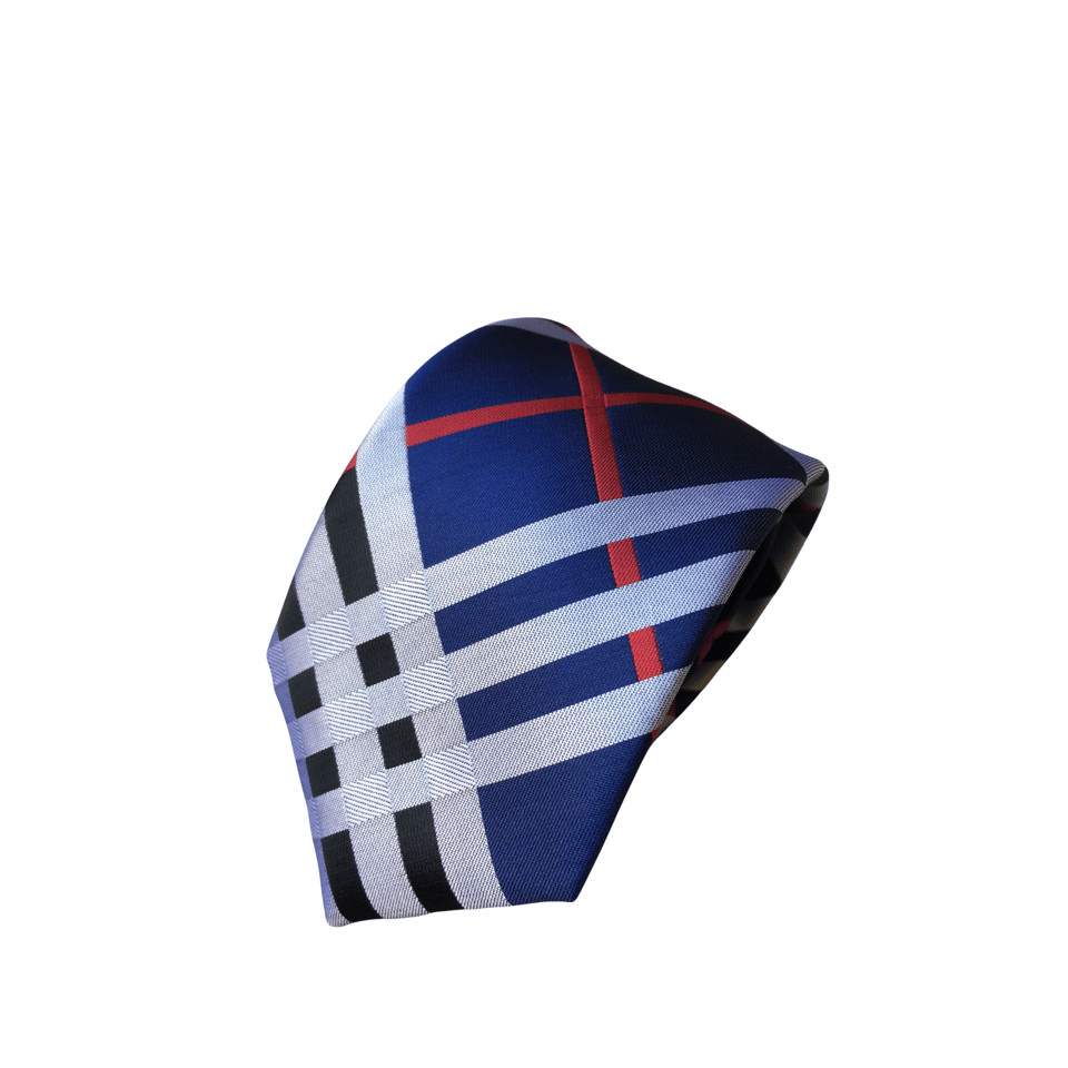 Burberry Blue Modern Check Silk Tie For Men view 2