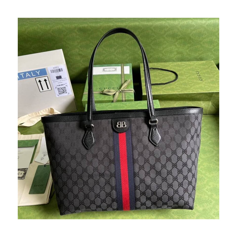 Balenciaga x Gucci Hacker Medium Tote Bag Black view 4