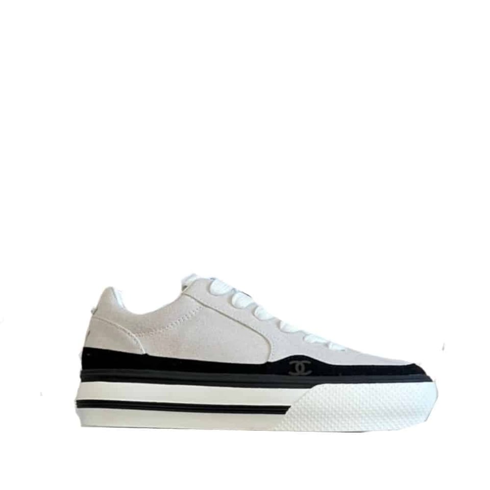 Chanel Suede Leather Runners White