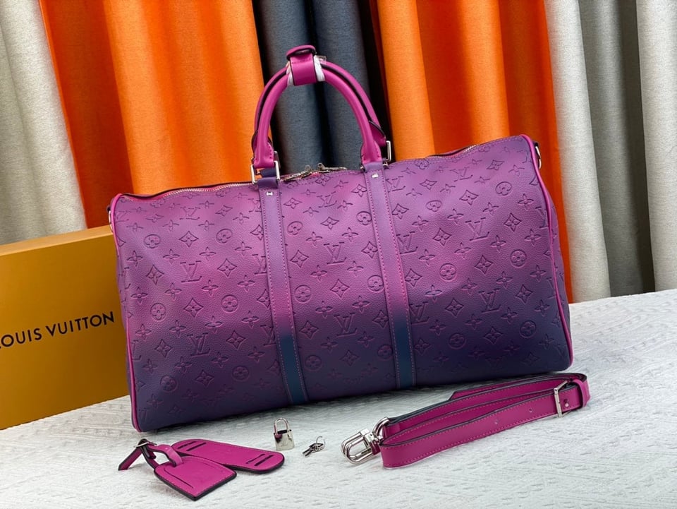 Louis Vuitton Keepall Bandouliere 50Cm Blue And Pink view 3