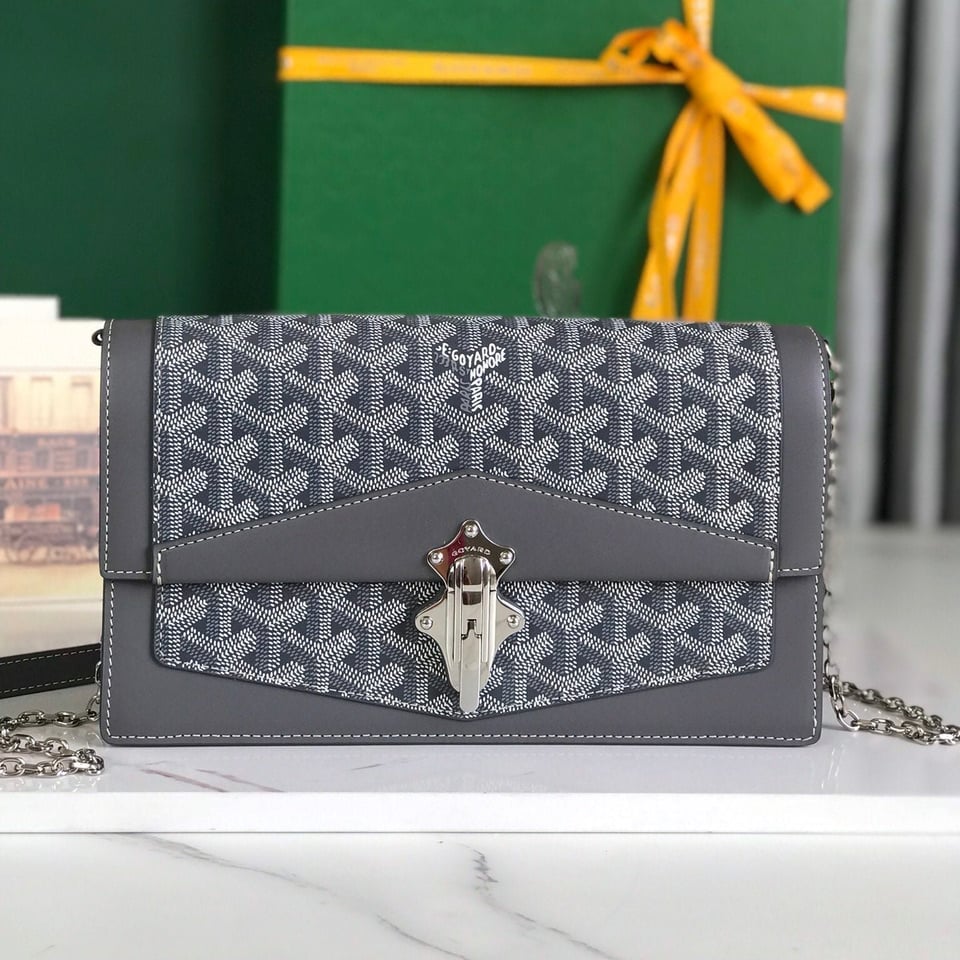 Goyard Duchesse Marie-Caroline Bag 25cm Gray Goyardine Canvas And Smooth Calfskin view 11