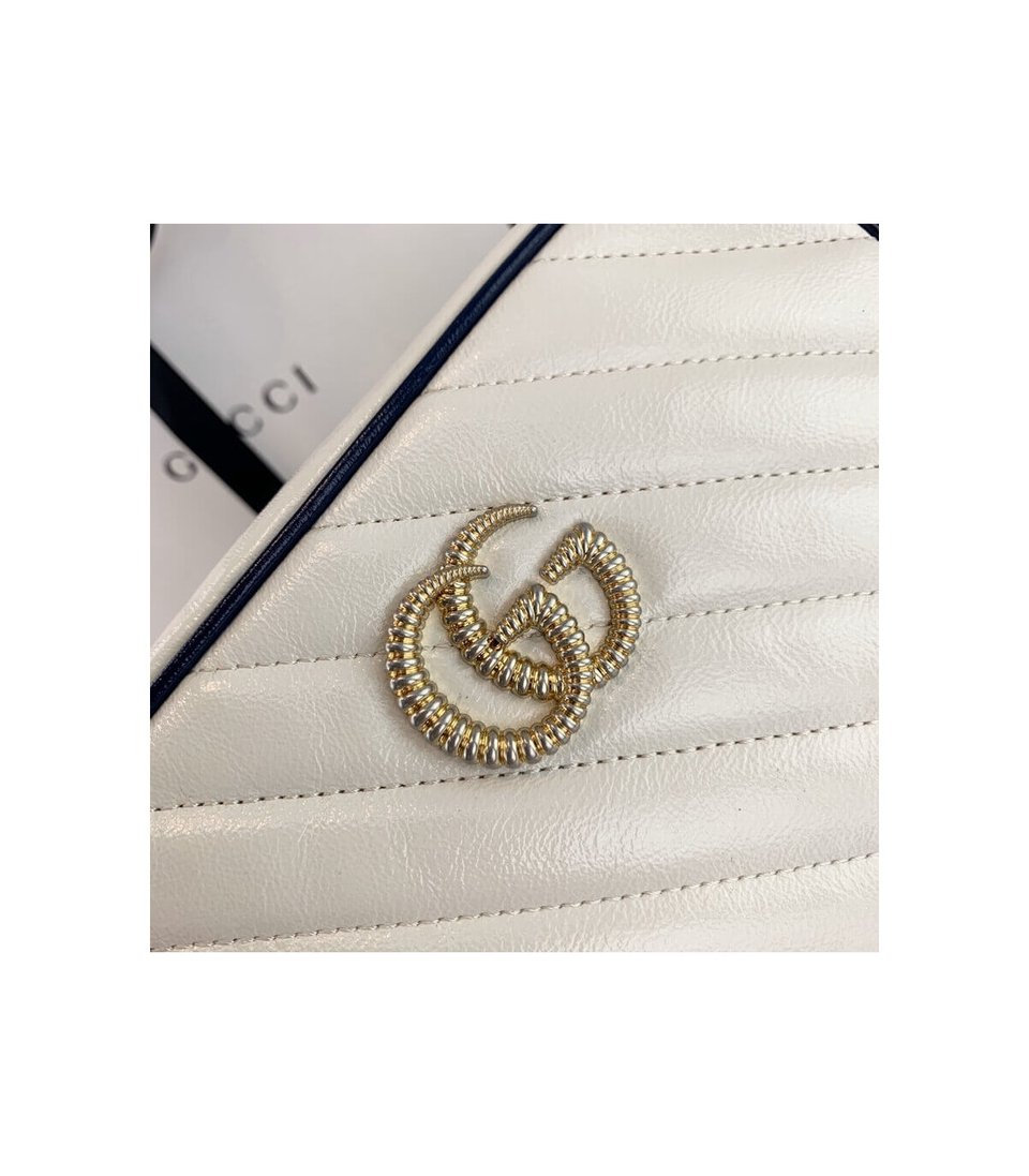 Gucci Diagonal GG Marmont Mini Bag White/Blue view 8