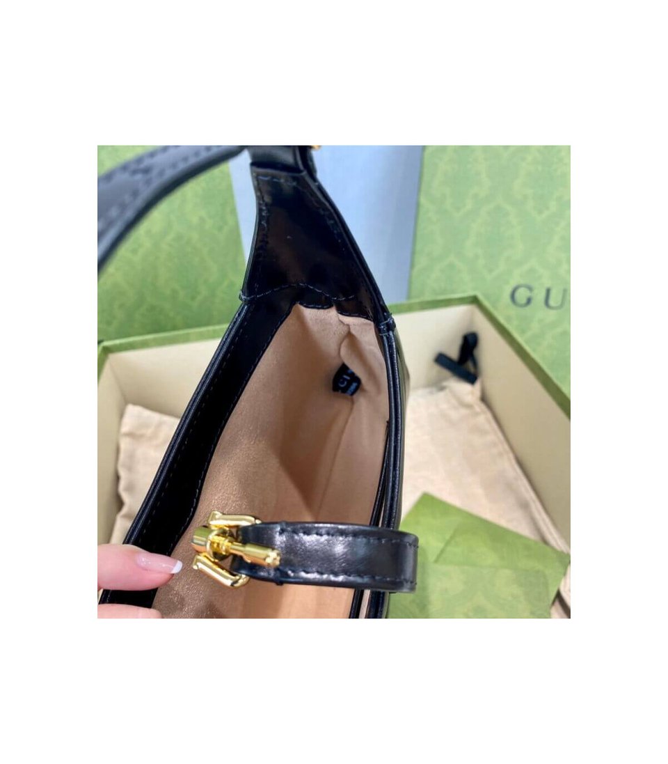 Gucci Jackie 1961 Mini Hobo Bag In Black Leather 19cm view 16