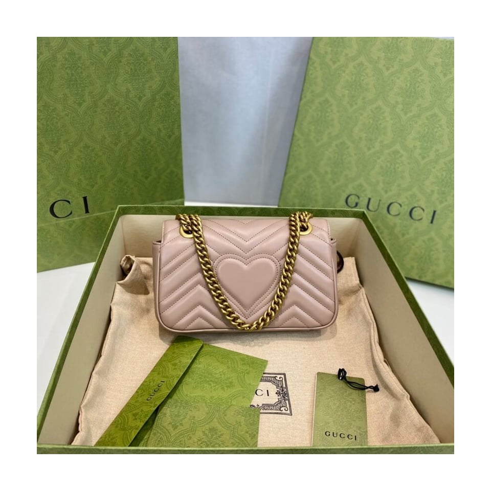 Gucci GG Marmont Matelasse Chevron Leather Mini Bag Nude Pink view 11