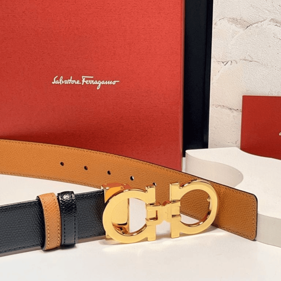 Ferragamo Gancini Reversible Gold Buckle 35mm Belt For Men view 4