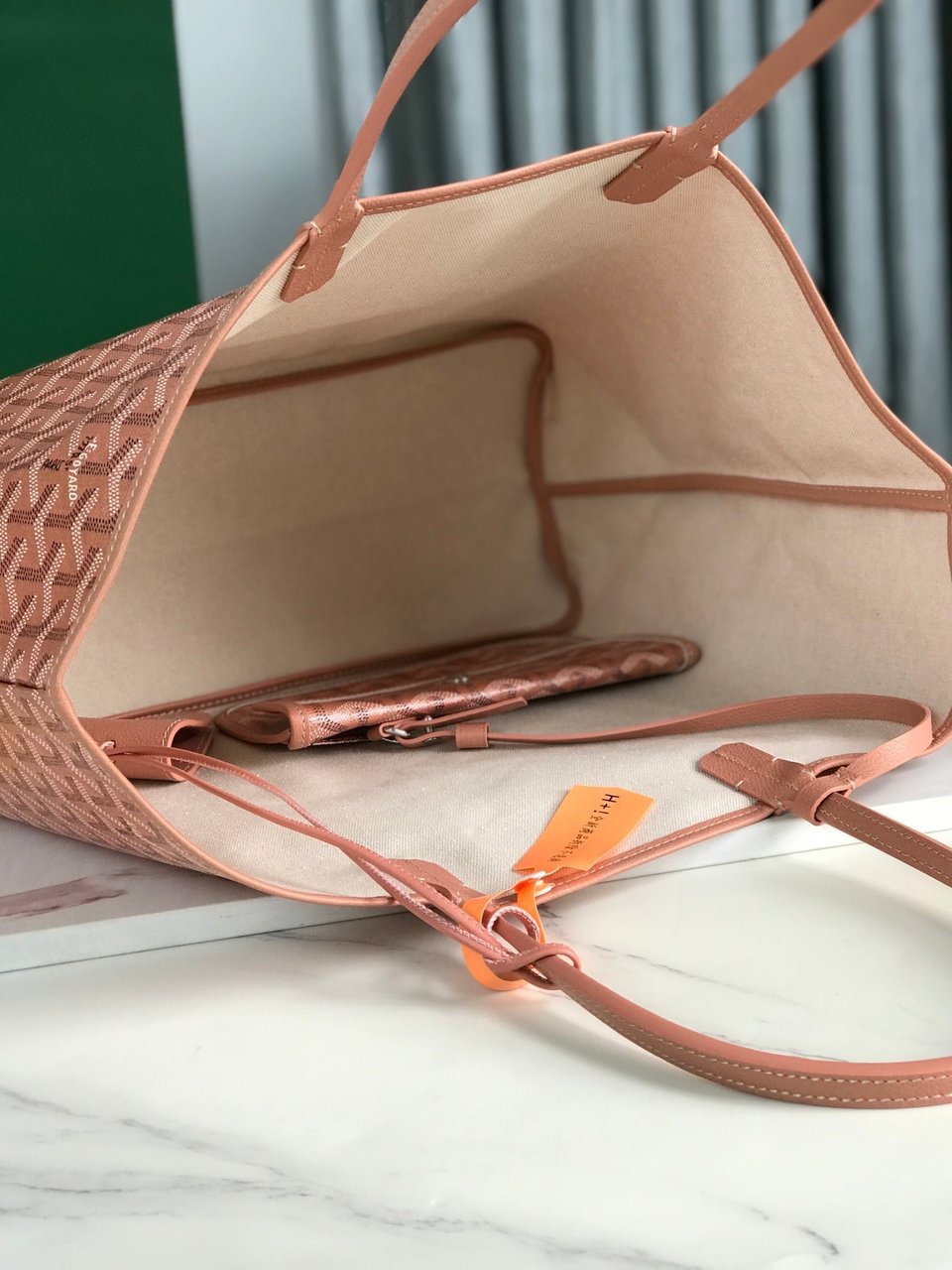 Goyard Saint Louis Pm Bag 34Cm Pink Canvas Chevroches Calfskin view 7