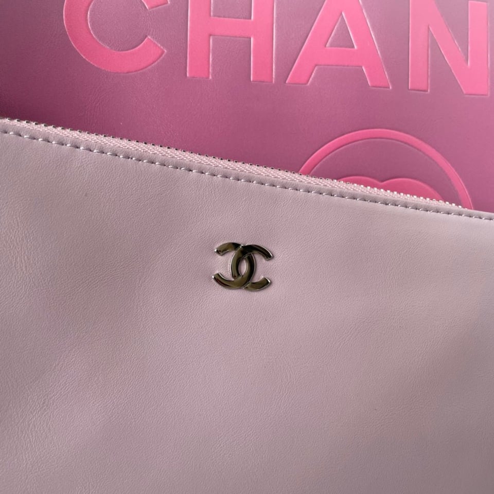 Chanel Shopping Bag 34Cm Pink Purple Calfskin Silver Hardware view 7
