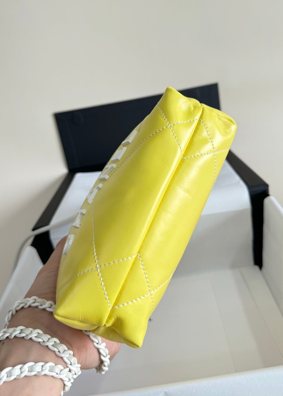 Chanel Hobo Mini 20Cm Yellow White Lambskin view 6