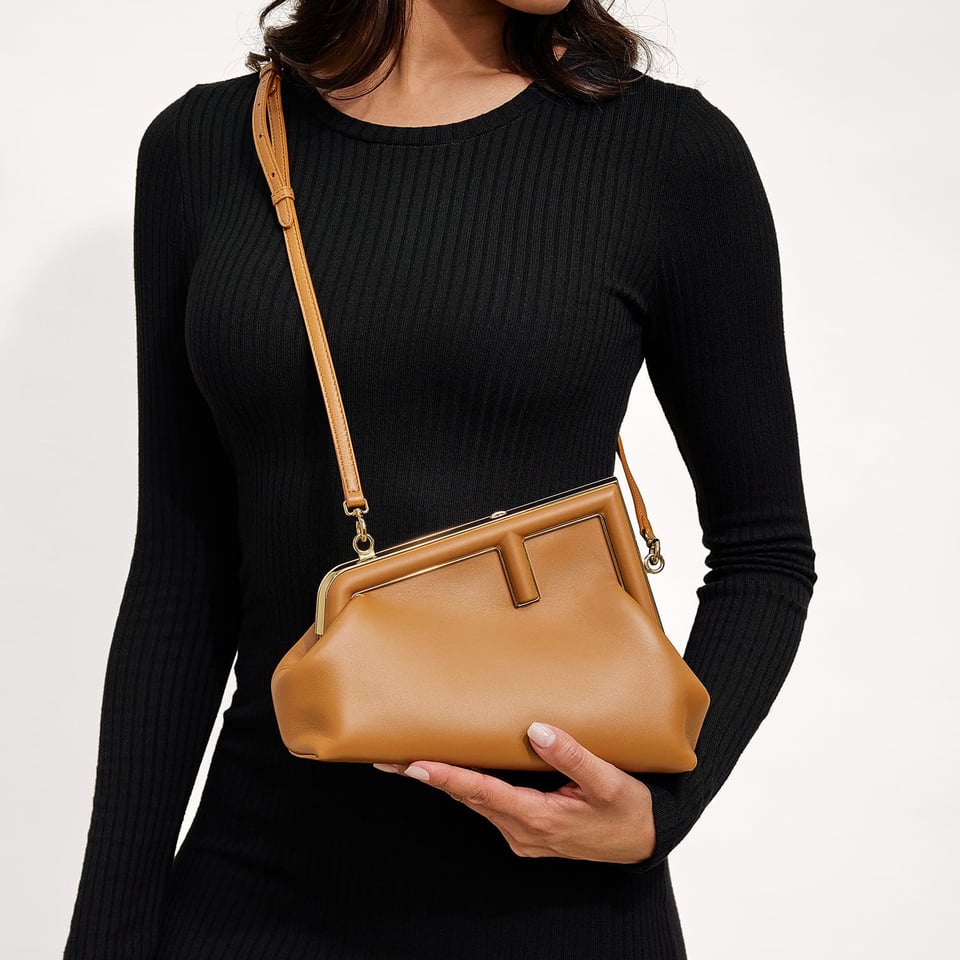 Fendi First Small Nappa Leather Bag Brown 26cm view 12