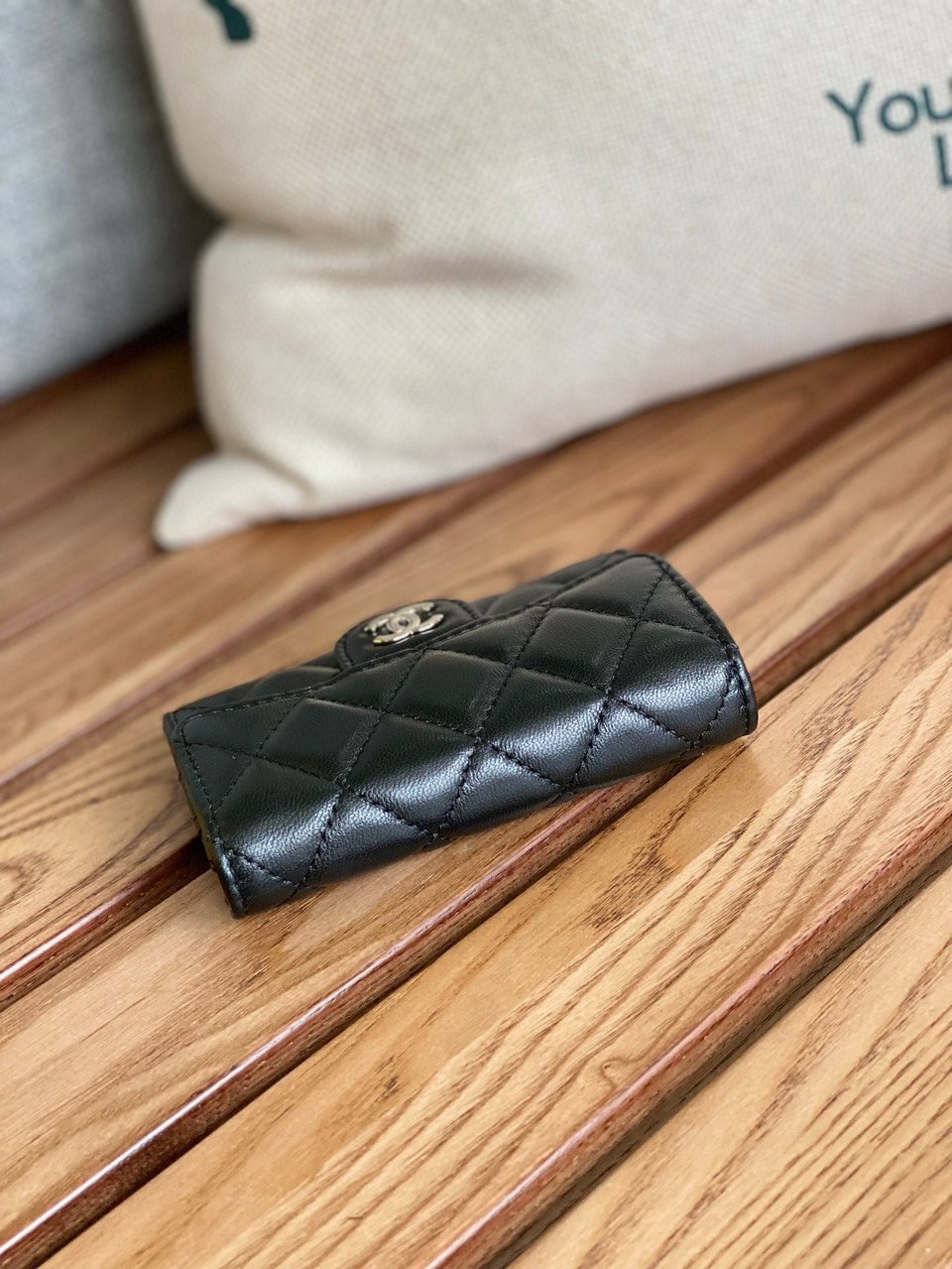 Chanel Small Wallet 11Cm Black Lambskin Silver Hardware view 7