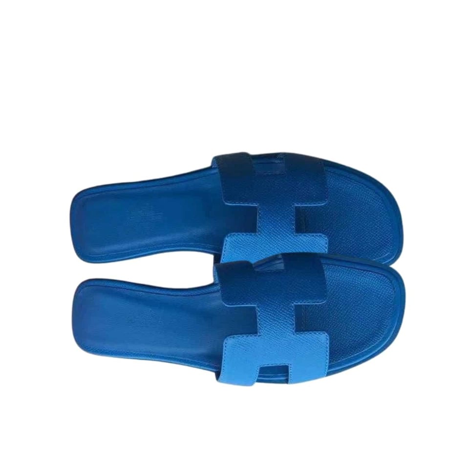 Hermes Slippers Flat Oran Full Dark Blue H202272Z 3L365 view 2