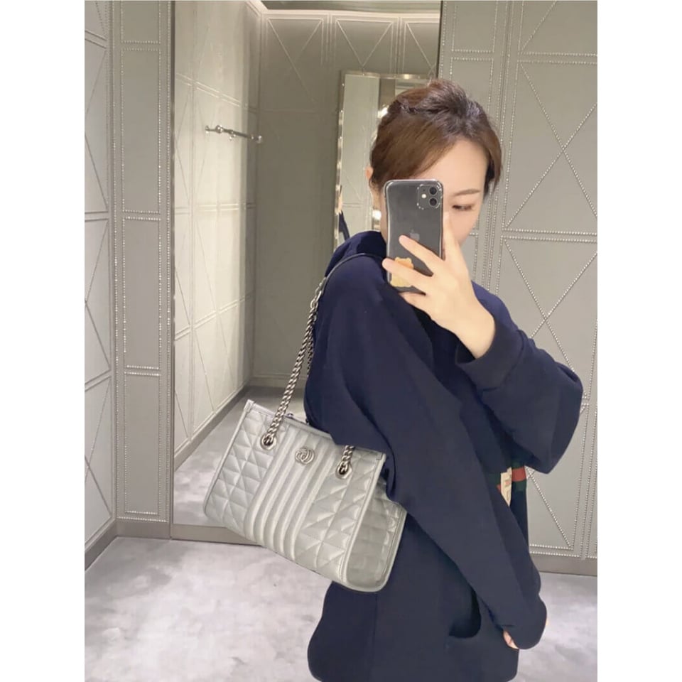 Gucci GG Marmont Small Tote Bag Grey view 5