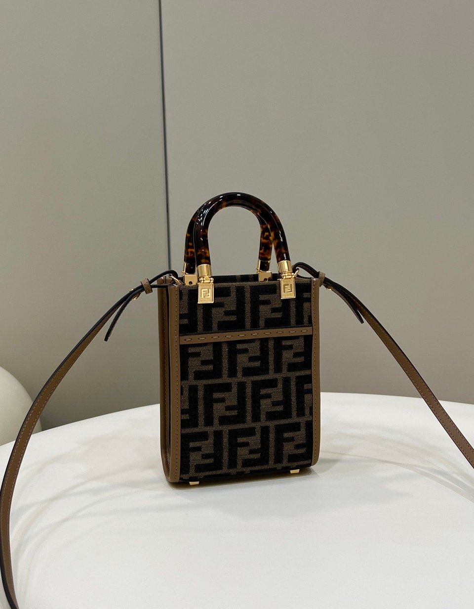 Fendi Mini Sunshine Shopper Brown Ff Fabric Mini Bag 18Cm view 5
