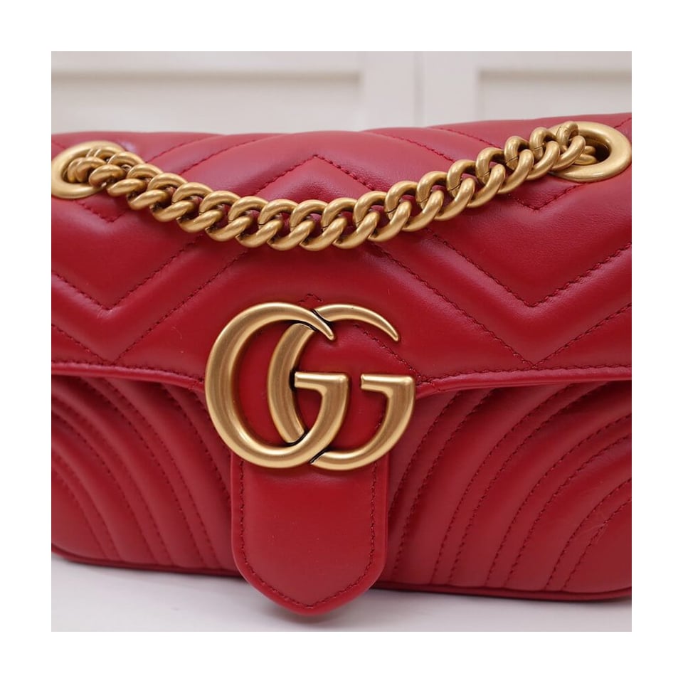 Gucci GG Marmont Matelasse Chevron Leather Mini Bag Red view 5