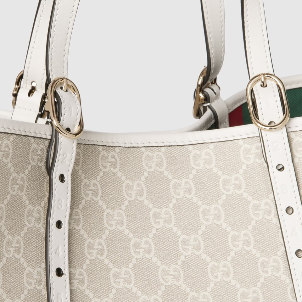 Gucci GG Emblem Large Tote Bag Beige And White Fabric 815213 38cm/15in view 5