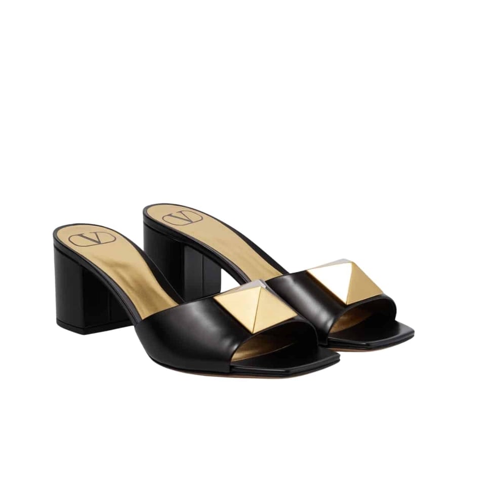 Valentino One Stud Slide Sandals Black 60Mm view 2