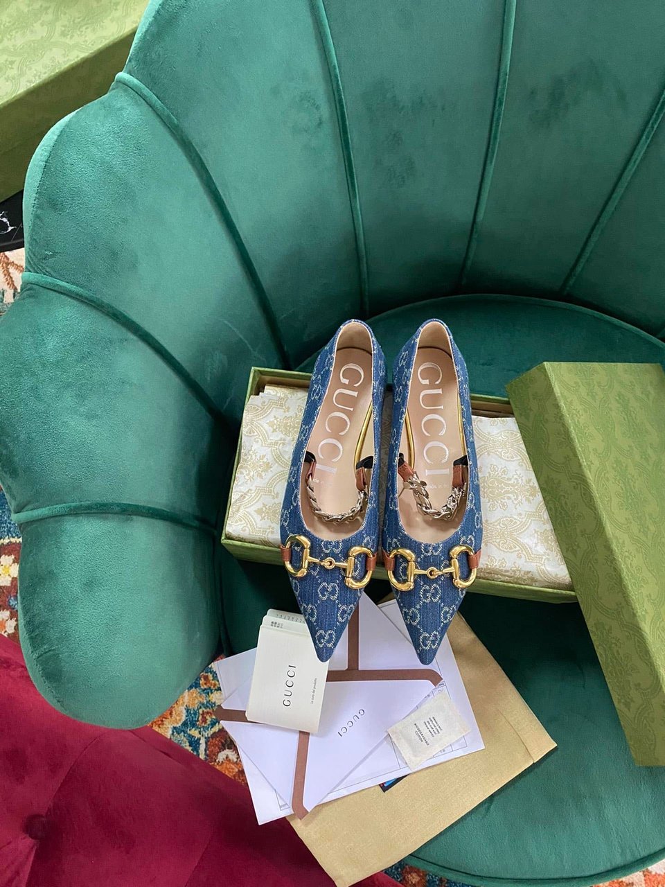Gucci Gg Denim Series Women’S Horsebit Flat Ballet Shoes view 6
