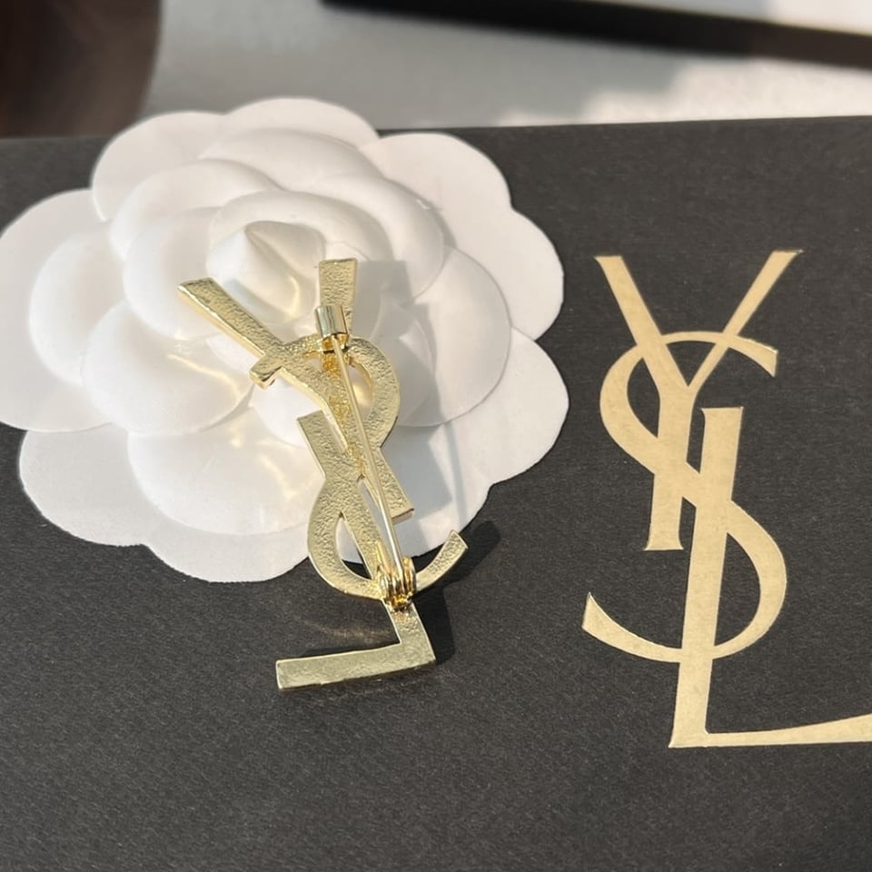 Saint Laurent Ysl Brooch Gold With Stone view 4