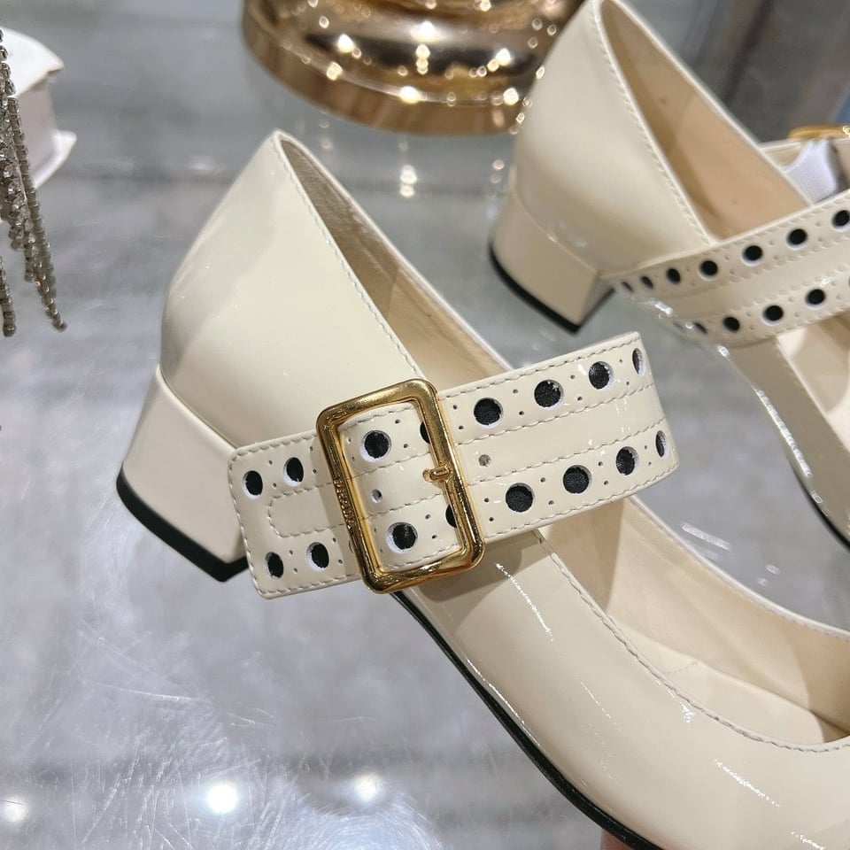 Prada Patent Leather Mary Jane Pumps White view 6