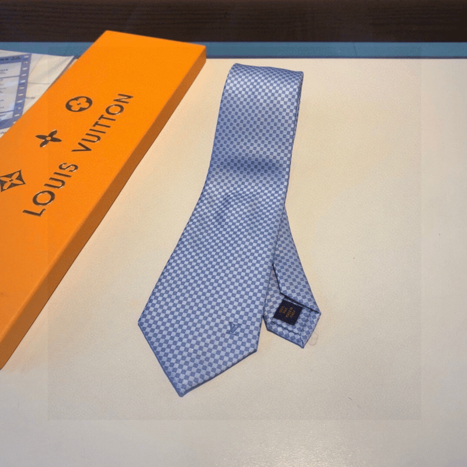 Louis Vuitton Blue Geometric Woven Canvas Tie For Men view 4