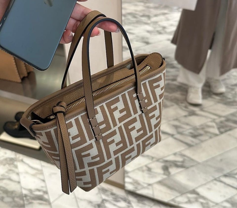 Fendi Roll FF Beige Jacquard Mini Bag 16cm view 4