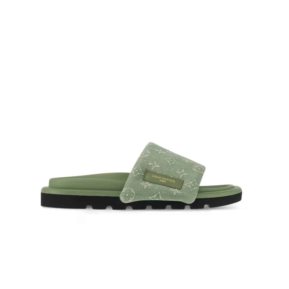 Louis Vuitton Pool Pillow Flat Comfort Mule Sandals Kaki Green 1Acj06 view 2