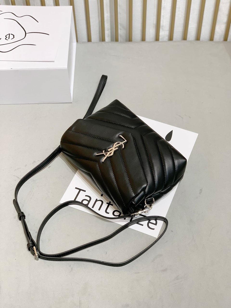 Saint Laurent Loulou Toy Strap Bag In Quilted Y Leather Black view 7