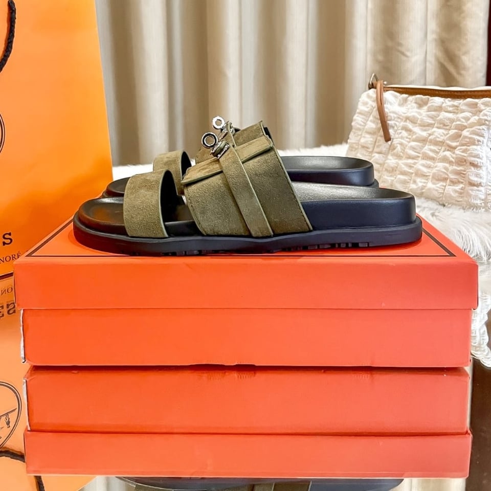 Hermes Jackson Sandal Tundra Green H242948Zh1R420 view 7