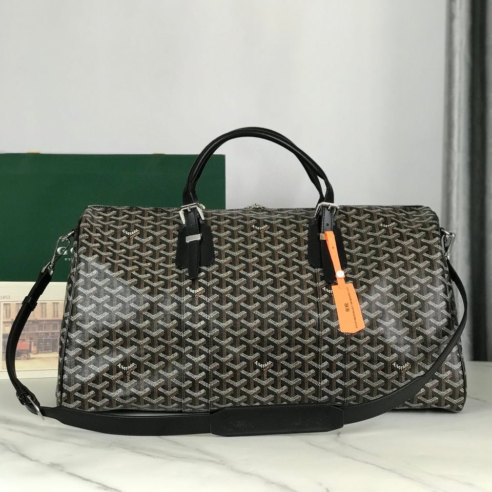 Goyard Boston 50 Bag Cm Black Goyardine Canvas And Calfskin Trim view 11