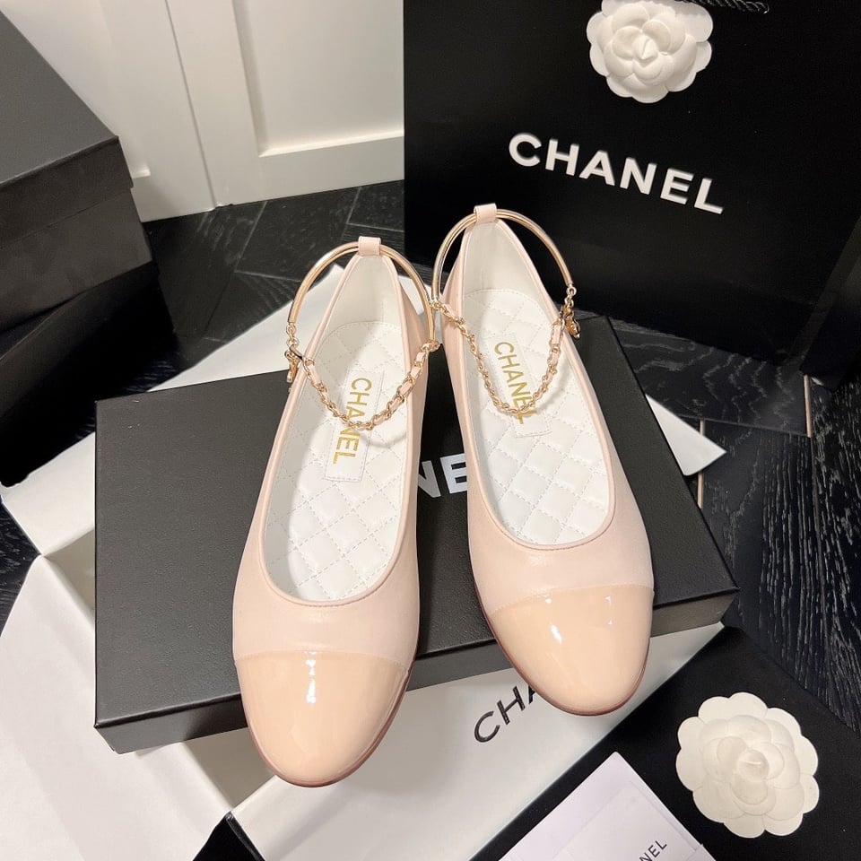 Chanel Interlocking Cc Logo Ballet Flats Light Pink view 5